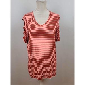 Zenergy's By Chico's Ladies Size 1(M) Striped Tunic Top Peek A Boo Sleeves